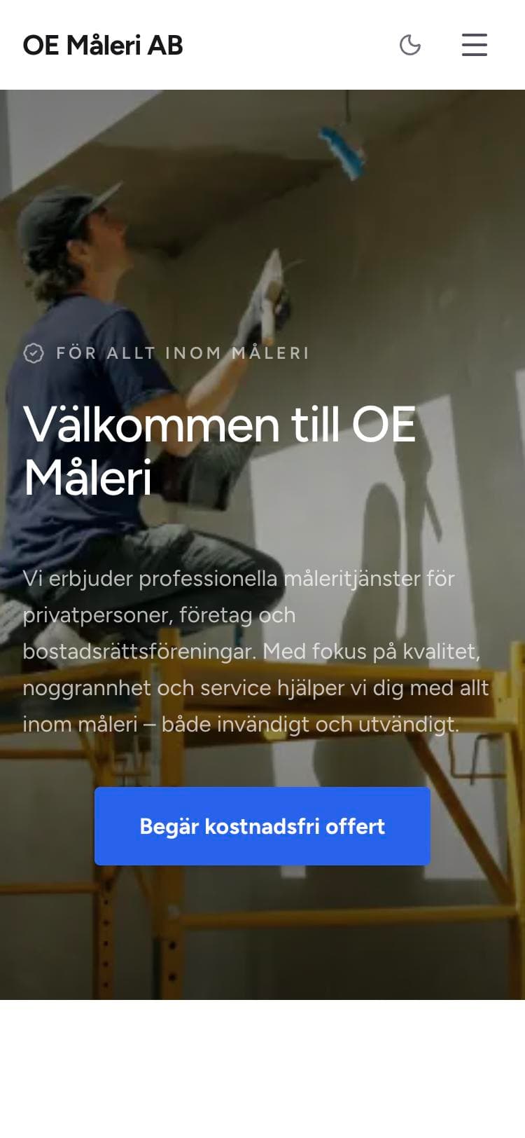 OE Måleri — hemsida byggd av PolarWeb